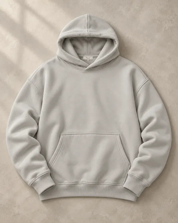 Kapüşonlu Basic Sweatshirt - Açık Gri