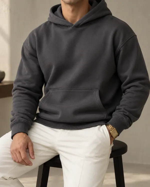 Kapüşonlu Basic Sweatshirt - Antrasit