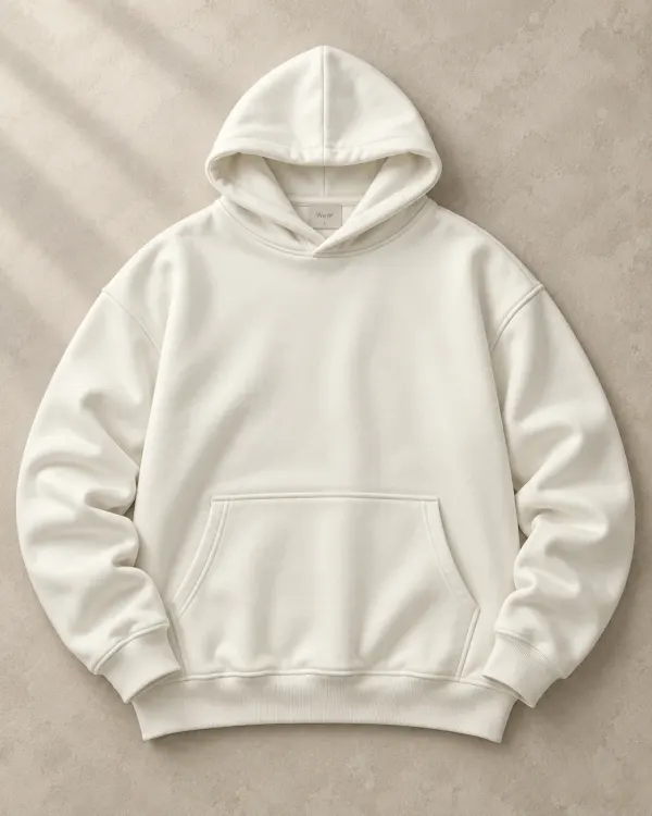 Kapüşonlu Basic Sweatshirt - Beyaz