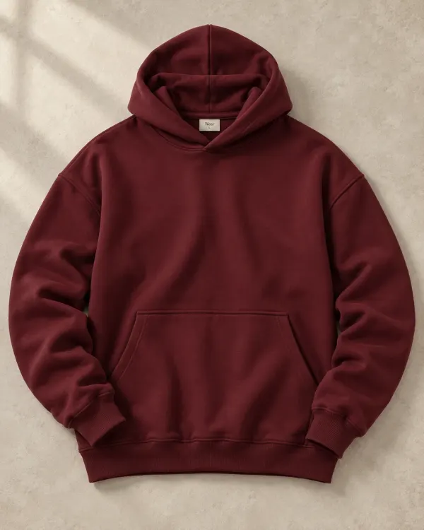 Kapüşonlu Basic Sweatshirt - Bordo