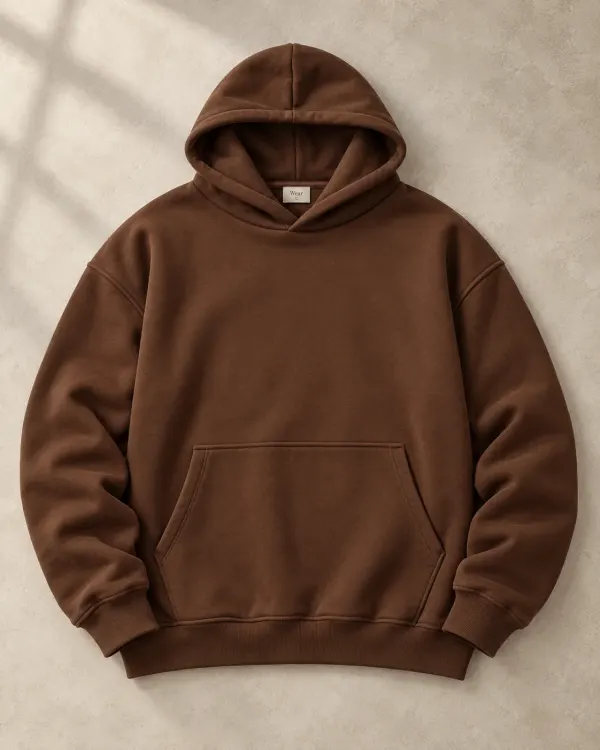 Kapüşonlu Basic Sweatshirt - Kahverengi