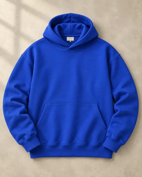 Kapüşonlu Basic Sweatshirt - Mavi