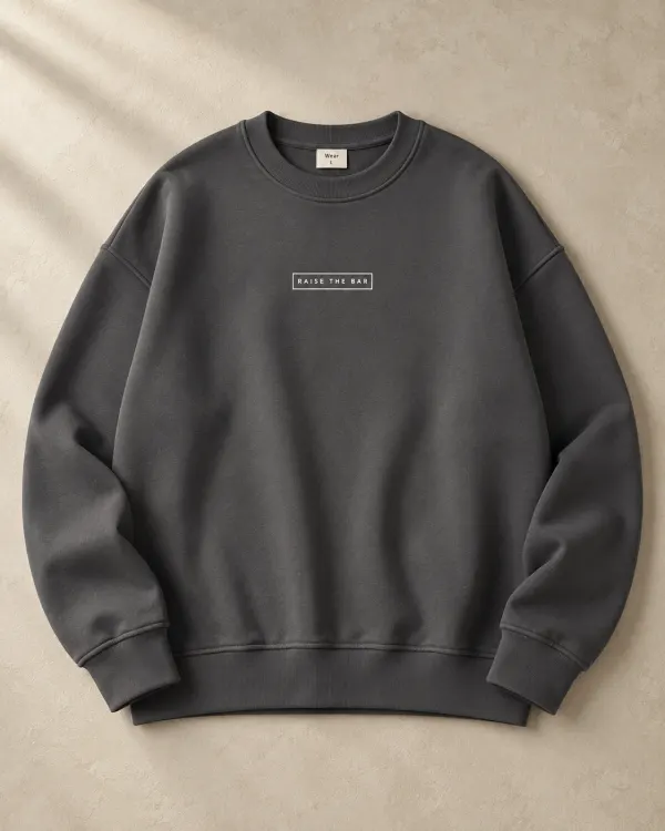 Baskılı Bisiklet Yaka Sweatshirt - Antrasit