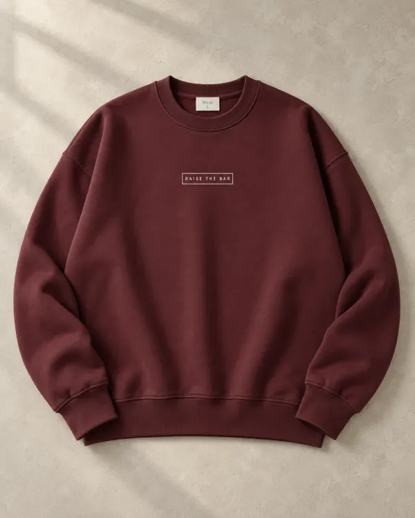 Baskılı Bisiklet Yaka Sweatshirt - Bordo
