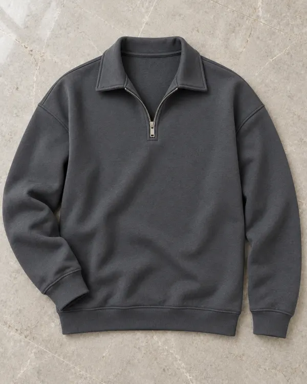 Yarım Fermuarlı Sweatshirt - Antrasit