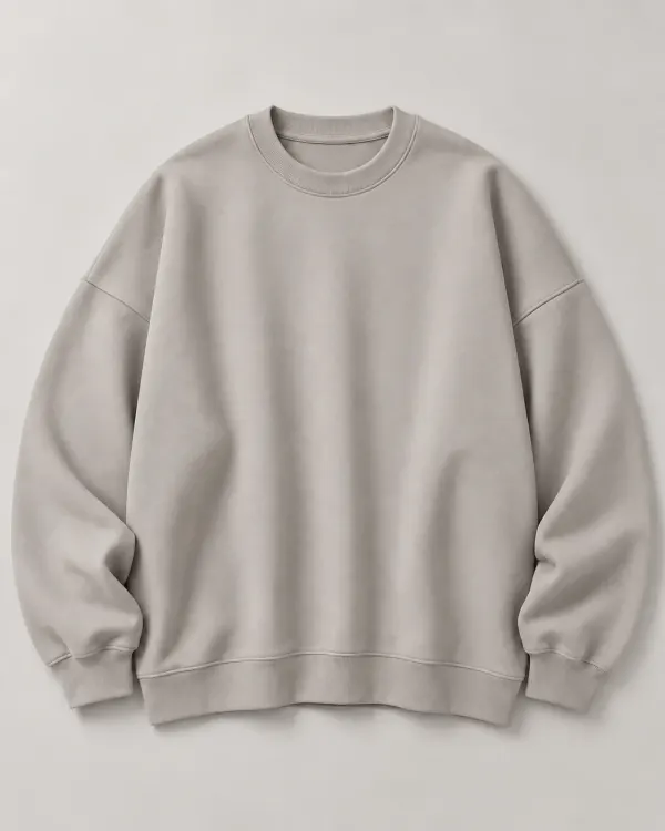 Oversize Bisiklet Yaka Sweatshirt - Açık Bej