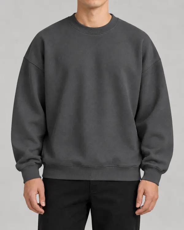 Oversize Bisiklet Yaka Sweatshirt - Antrasit