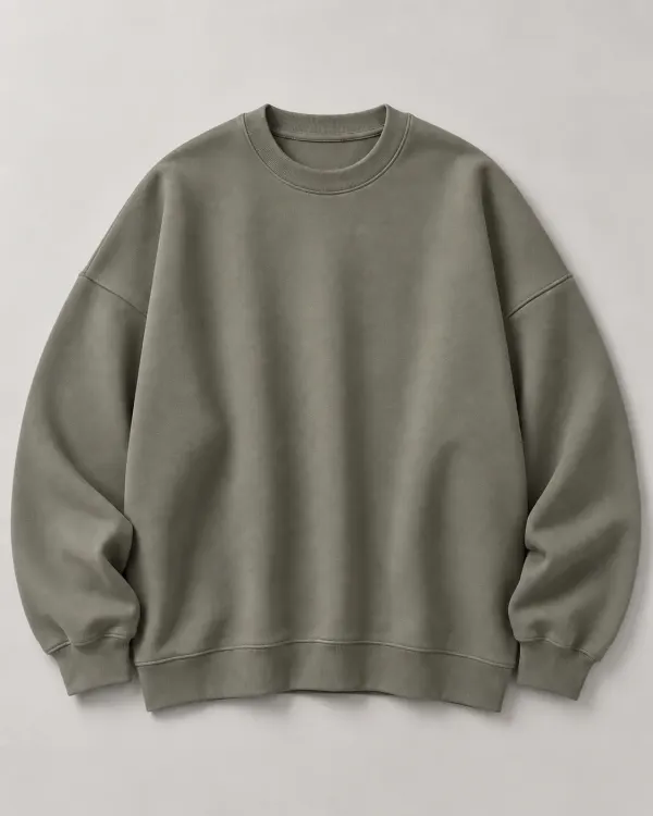 Oversize Bisiklet Yaka Sweatshirt - Haki