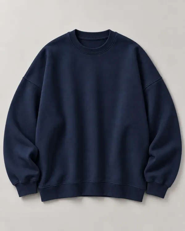 Oversize Bisiklet Yaka Sweatshirt - Lacivert