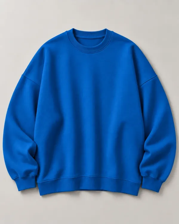 Oversize Bisiklet Yaka Sweatshirt - Mavi