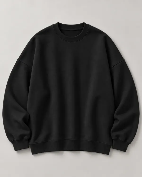 Oversize Bisiklet Yaka Sweatshirt - Siyah
