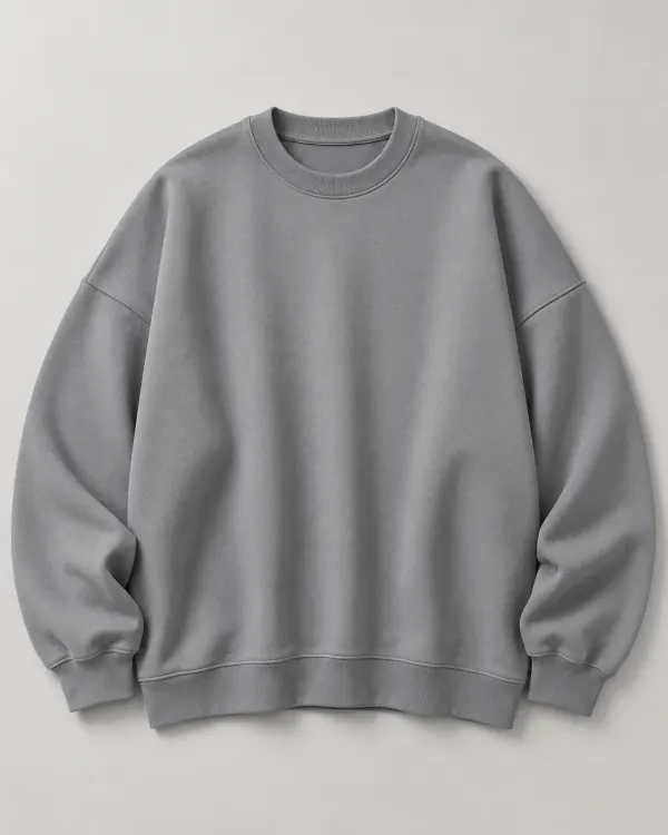 Oversize Bisiklet Yaka Sweatshirt - Taş Grisi